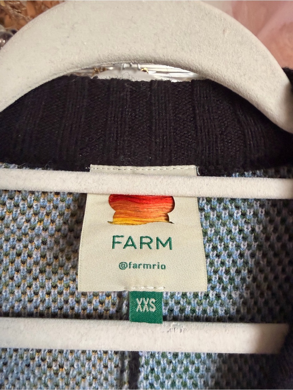 FARM Rio Multicolor Knit Cardigan with Black Trim - Picture 2 of 6